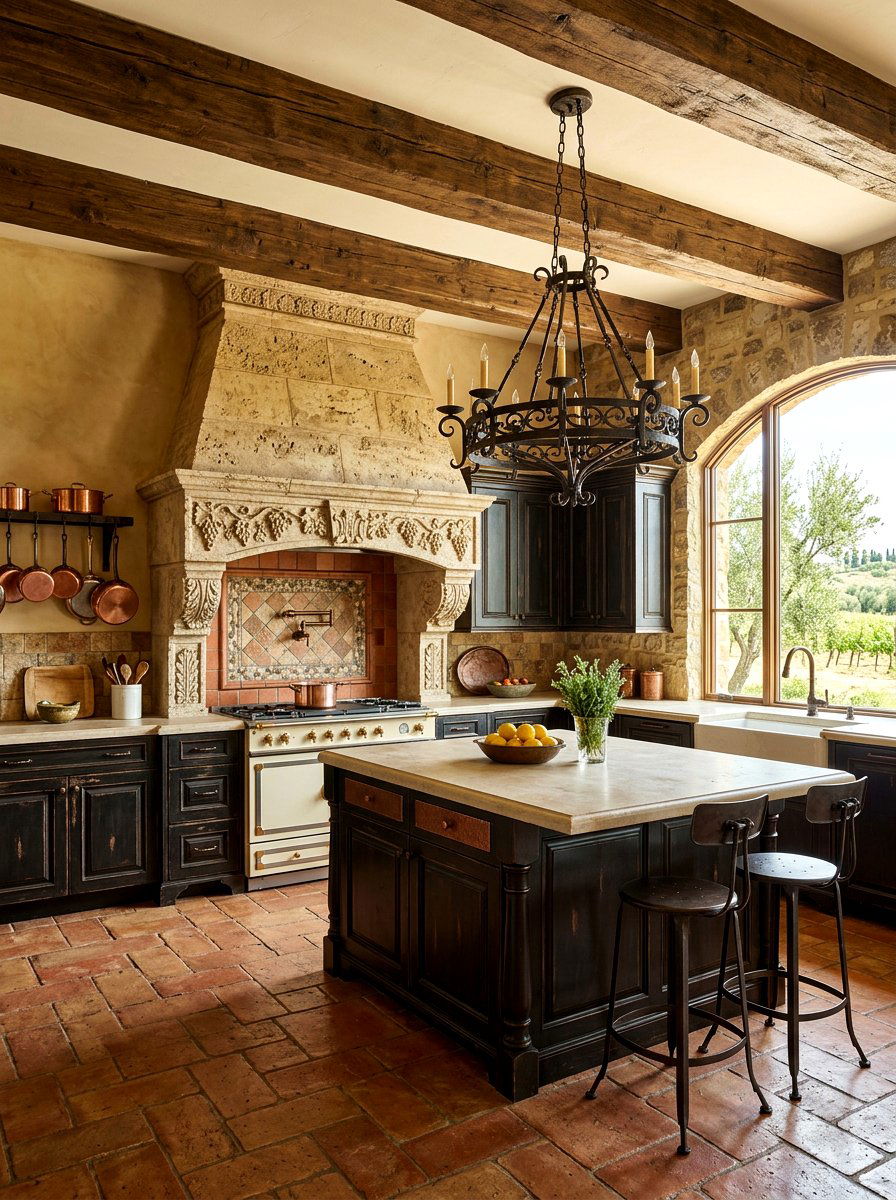 Tuscan stone range hood - 30 stone hood kitchen ideas