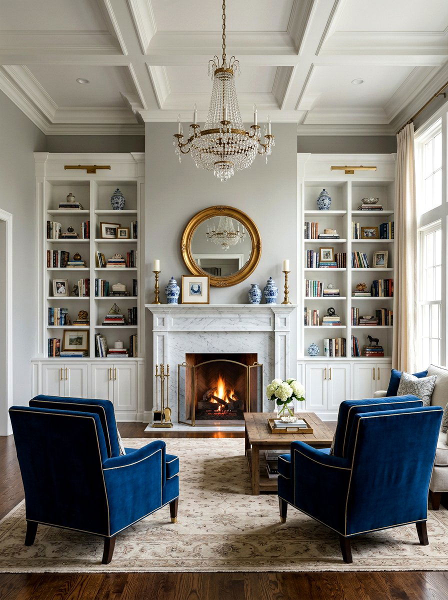 Twin Fireside Bookshelves - 30 real bookshelf decor ideas