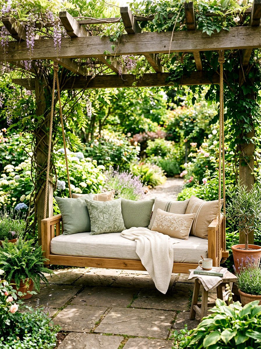 Twin size hanging daybed - 30 porch swing bed ideas
