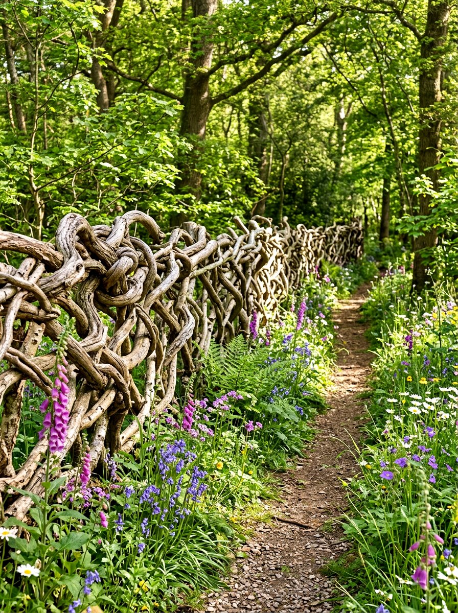 Twisted Branch Fence - 30 rustic fence ideas