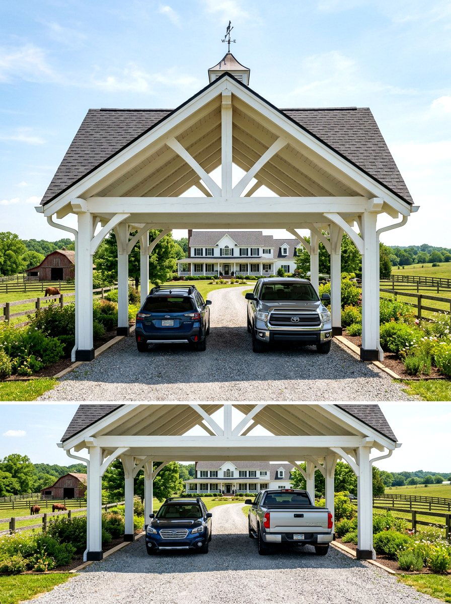 Two Car Farmhouse Carport - 30 farmhouse carport ideas
