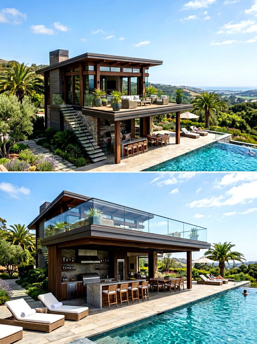 Two Story Pavilion - 30 poolside gazebo ideas
