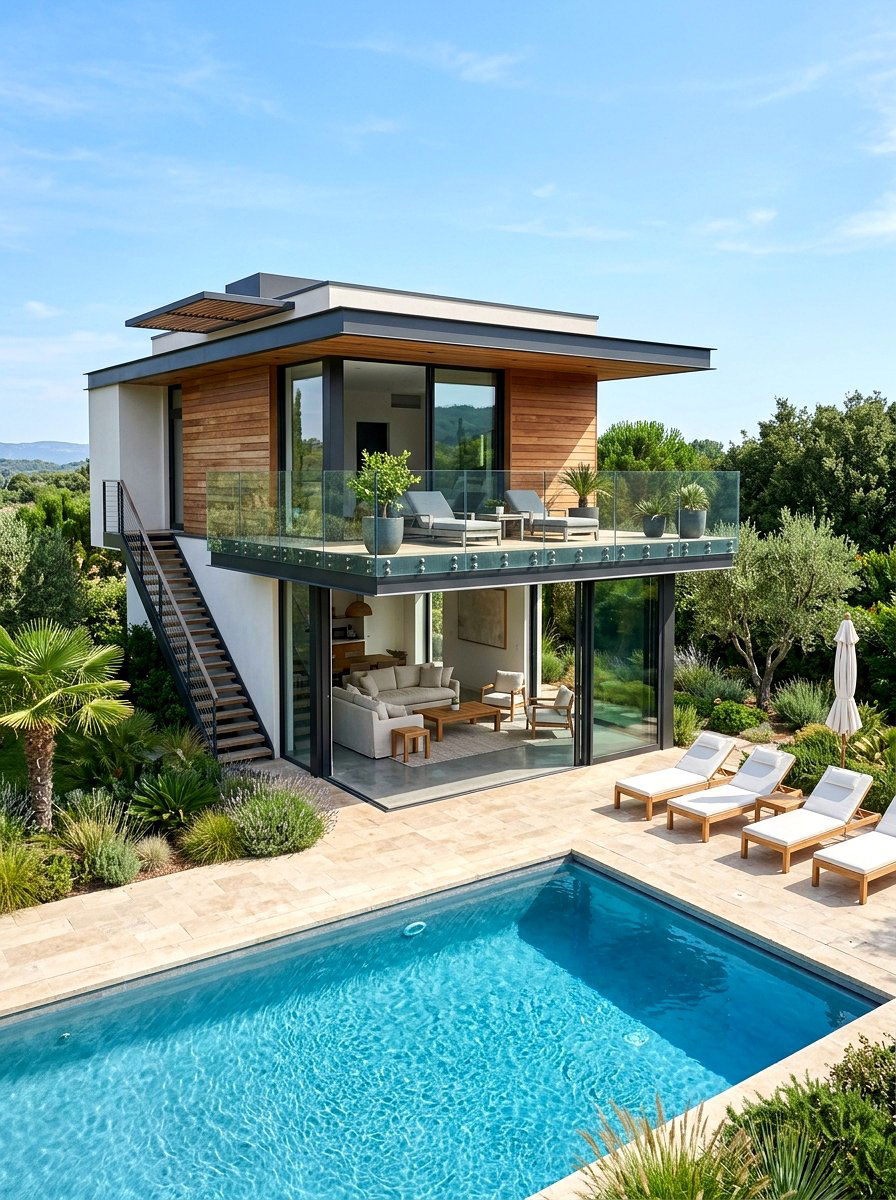 Two Story Pool House - 30 pool house decor ideas