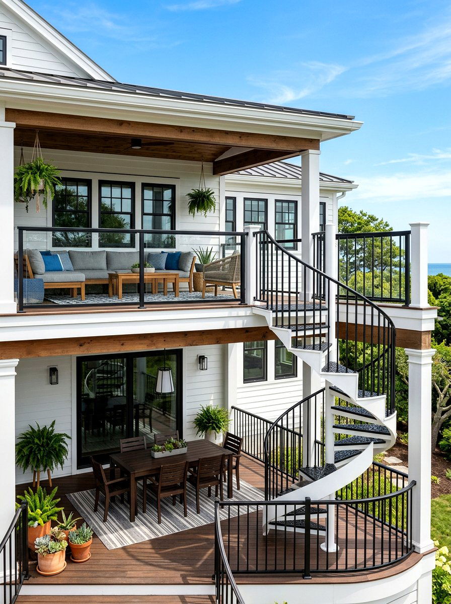 Two Story Porch - 30 porch gathering ideas