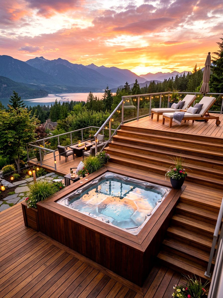 Two Tier Deck With Hot Tub - 30 multi level deck ideas