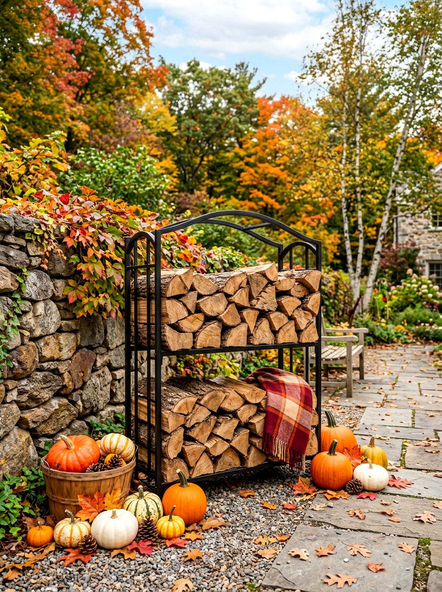 Two Tier Firewood Rack - 30 wood storage shed ideas