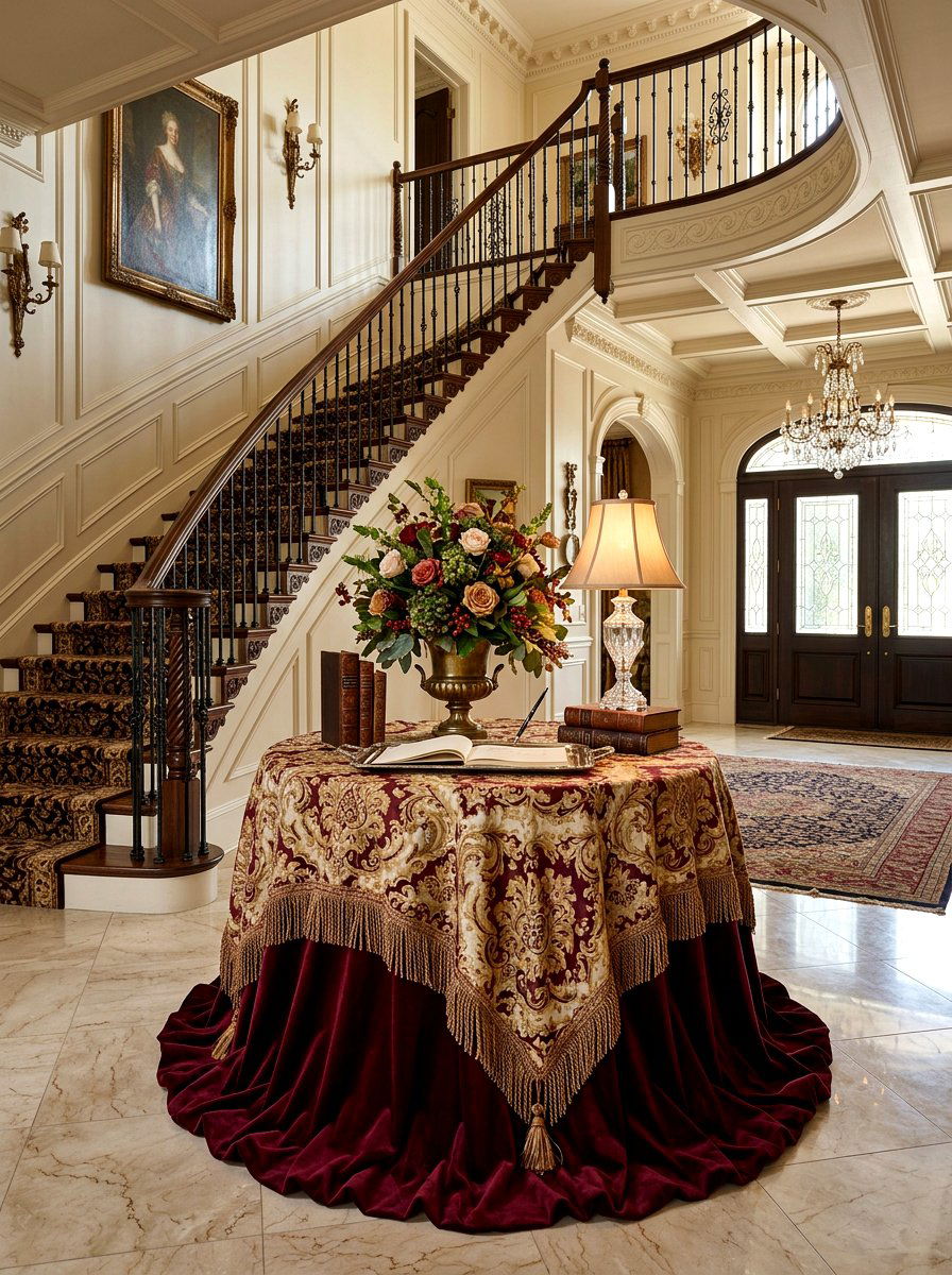 Two Tier Skirted Table - 30 skirted foyer table ideas