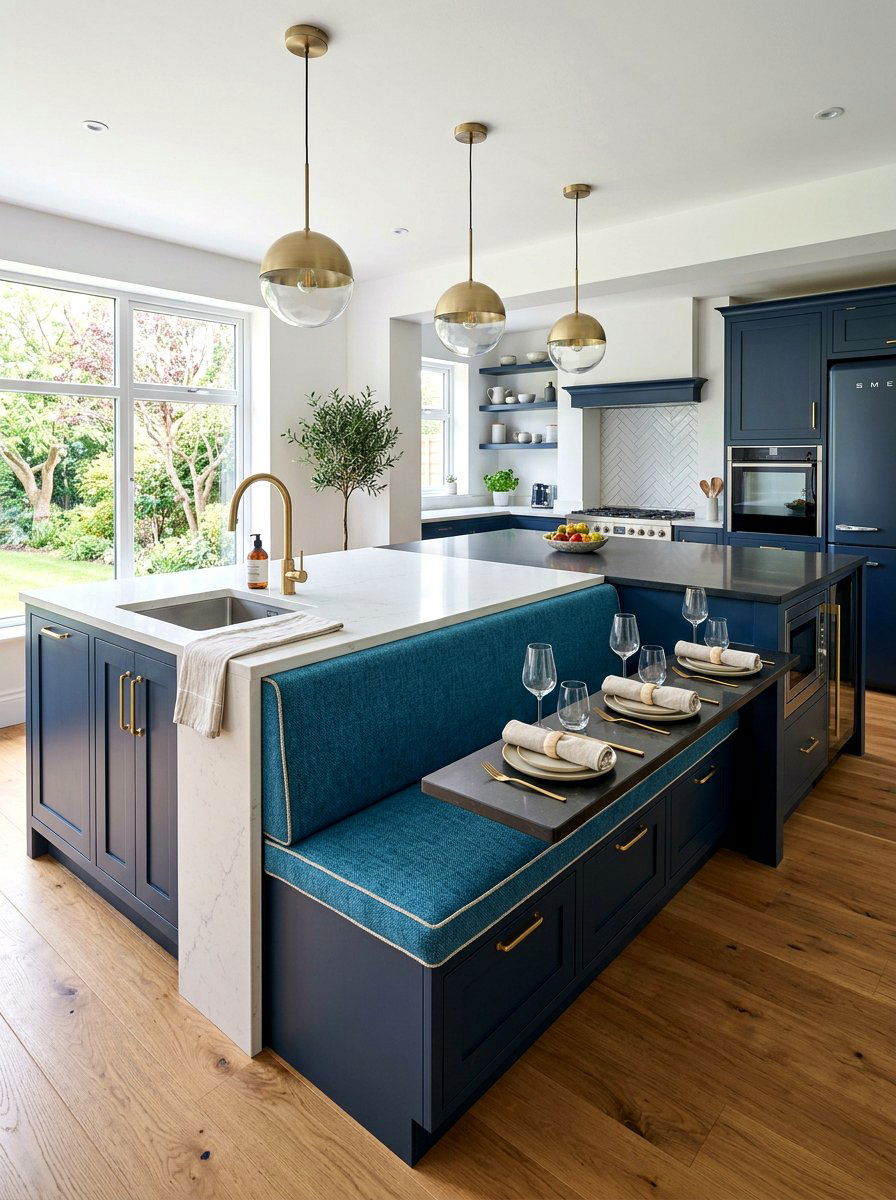 Two Tiered Island With Seating - 30 banquette kitchen island ideas
