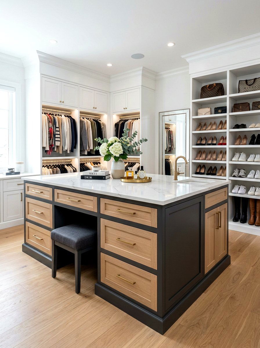 Two Tone Closet Cabinets - 30 closet island storage ideas