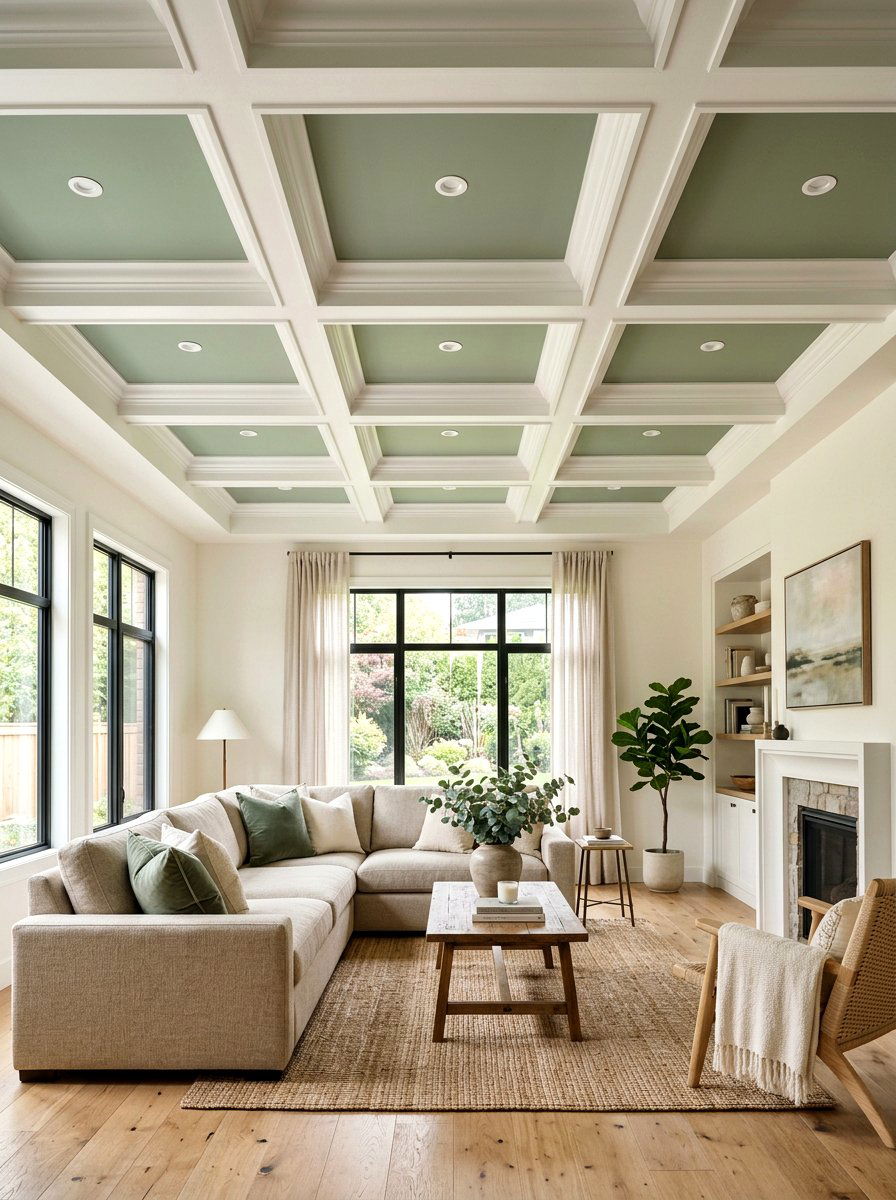 Two Tone Coffered Ceiling Living Room - 30 coffered ceiling living room ideas