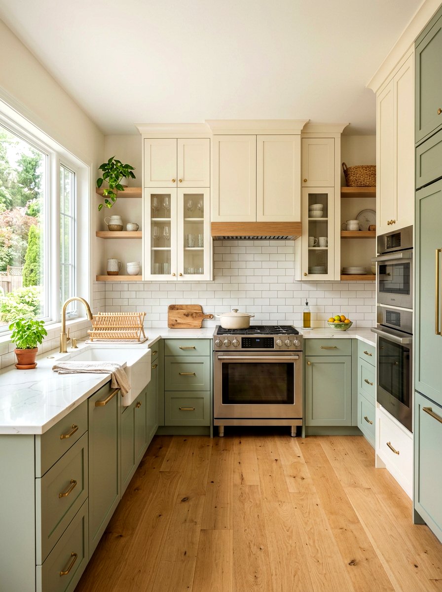 Two Tone Cream Kitchen - 30 cream kitchen cabinet ideas