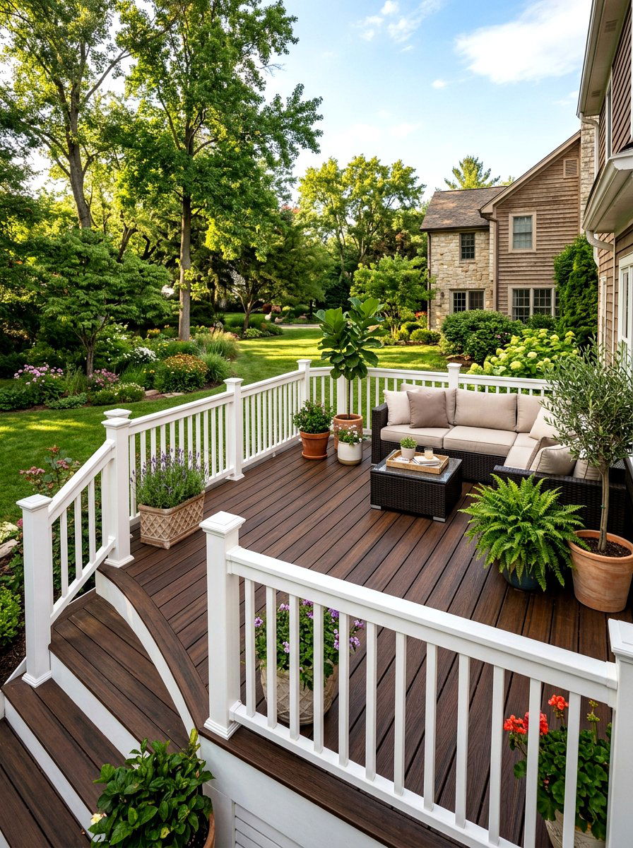 Two Tone Deck - 30 wood stain deck ideas