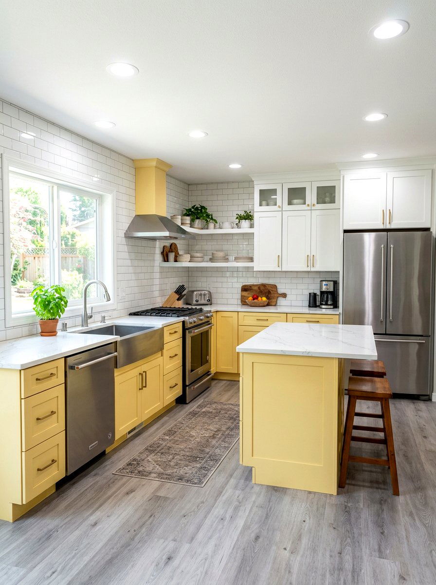 Two Tone Kitchen Cabinet - 30 butter yellow kitchen ideas