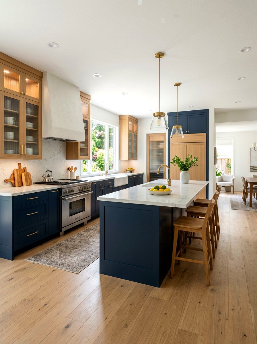 Two Tone Kitchen With Reeded Glass Inserts - 30 ribbed glass cabinet ideas