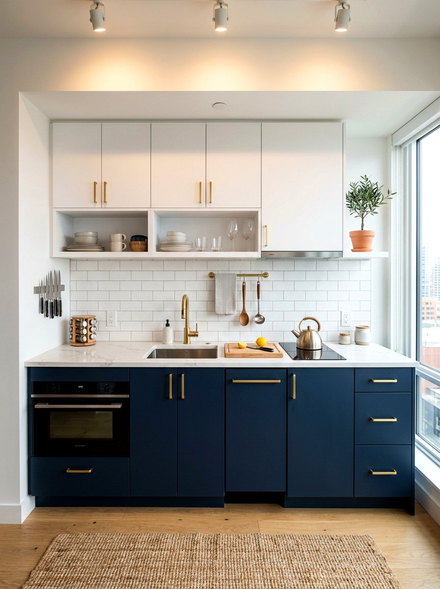 Two Tone Kitchenette - 30 studio kitchenette ideas