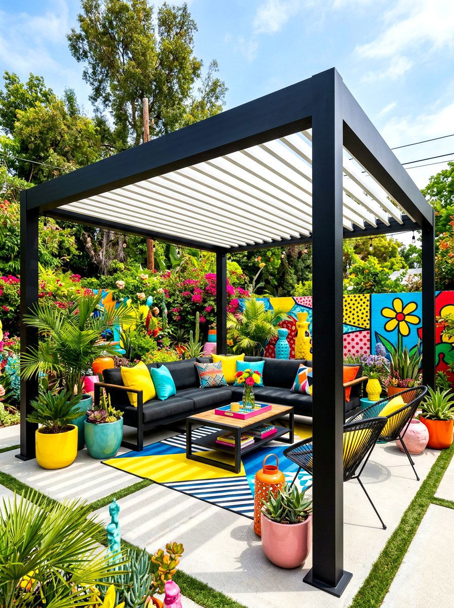 Two Tone Louvered Pergola - 30 louvered pergola patio ideas
