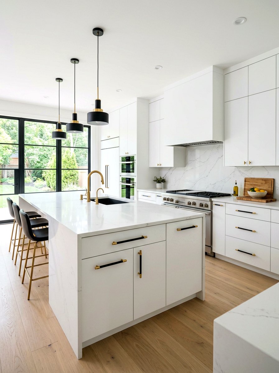 Two Tone Metal Drawer Pulls - 30 kitchen hardware mix ideas