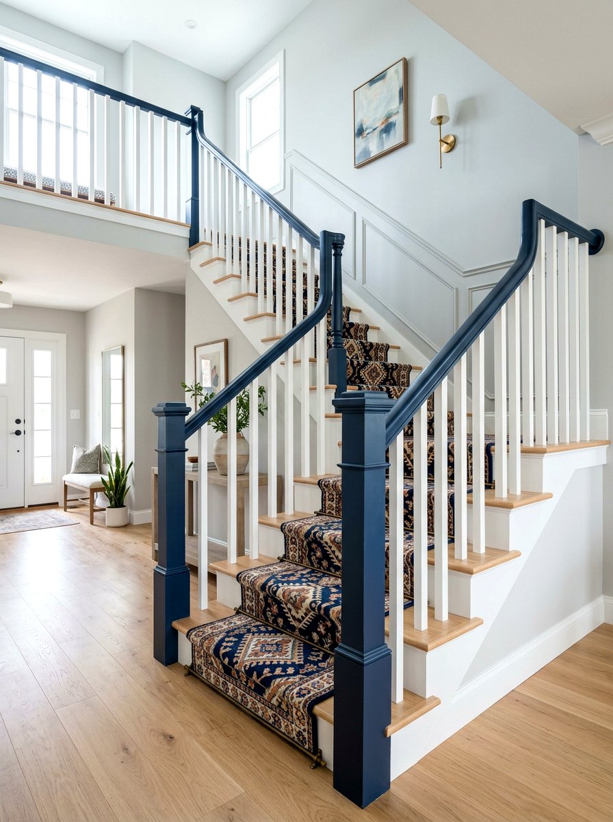 Two Tone Painted Banister - 30 banister makeover ideas
