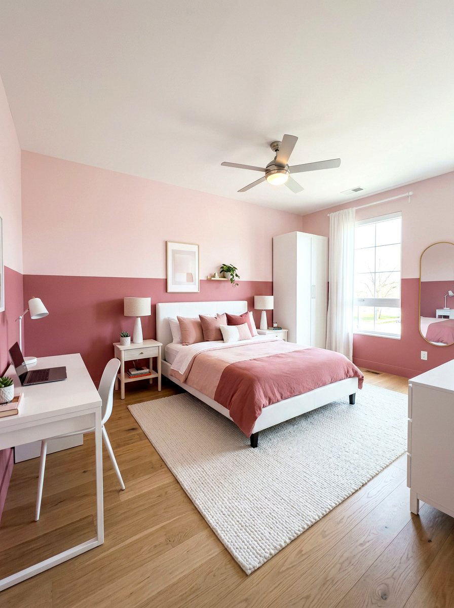 Two Tone Pink Bedroom - 30 pink bedroom ideas