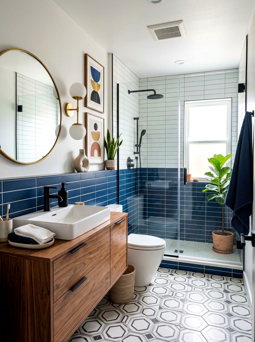 Two Tone Stacked Tile Bathroom - 30 stacked tile bathroom ideas