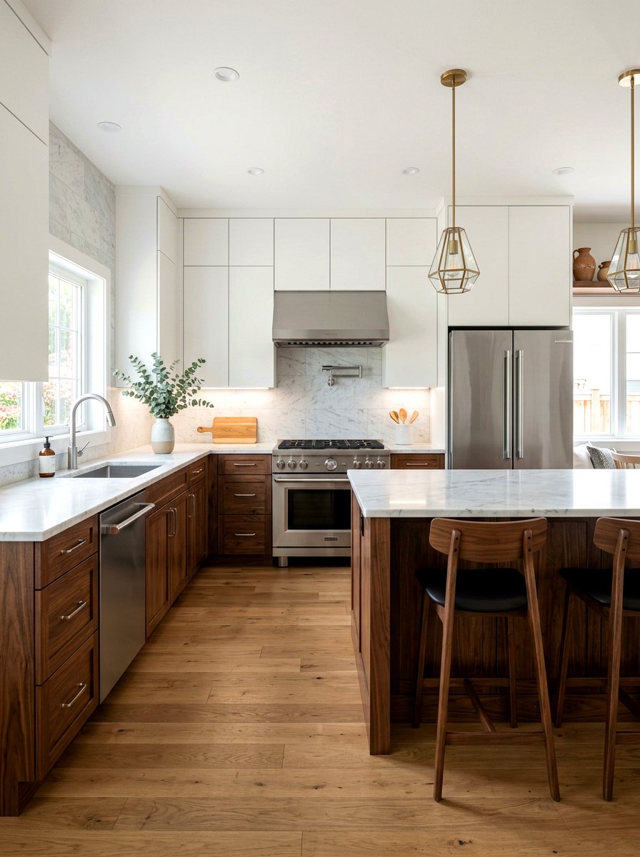 Two Tone Wood And White Cabinets - 30 warm wood kitchen cabinets ideas