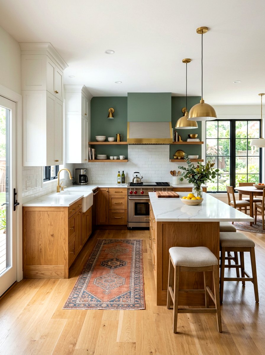 Two Tone Wood Kitchen - 30 warm wood cabinet kitchen ideas