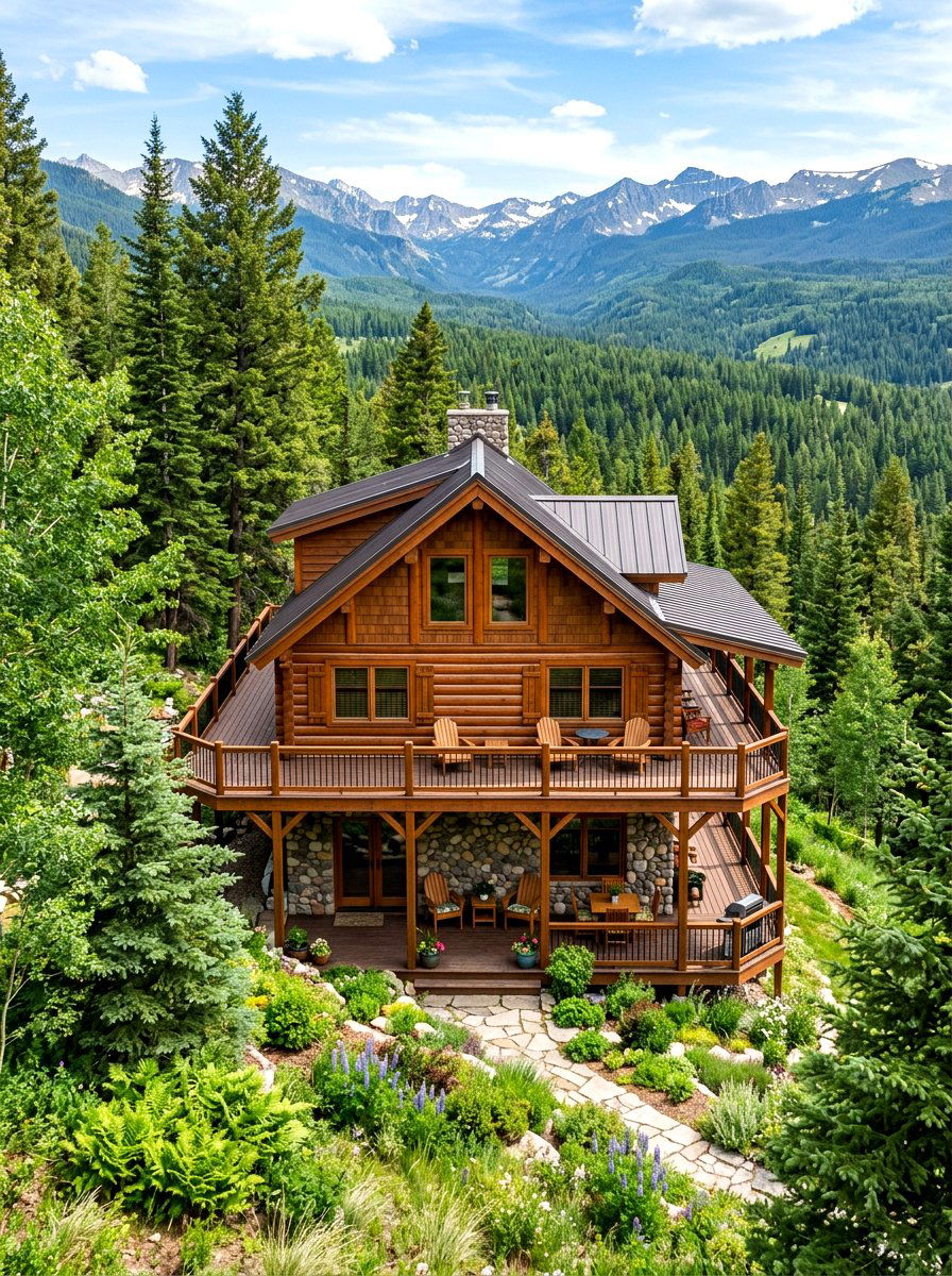 Two story cabin with deck - 30 cabin exterior ideas