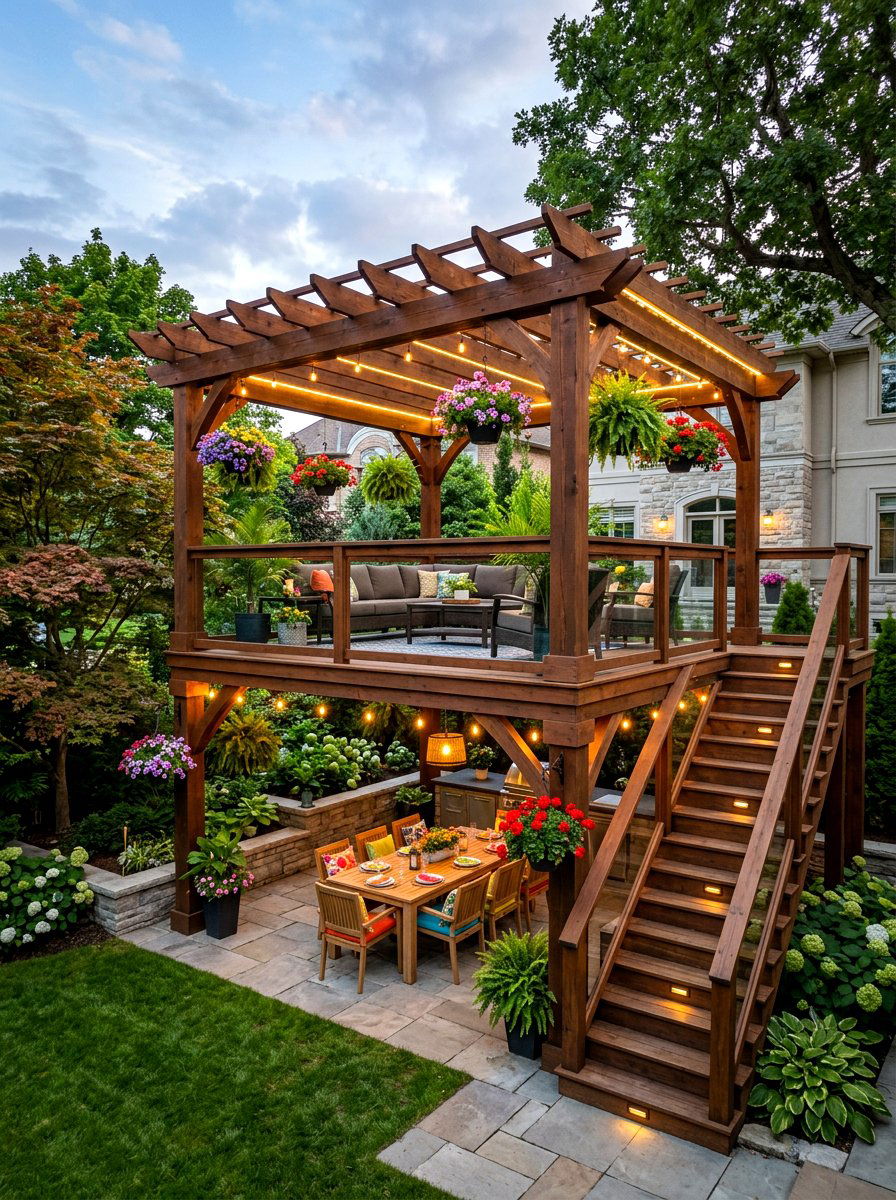 Two story patio pergola - 30 patio pergola ideas