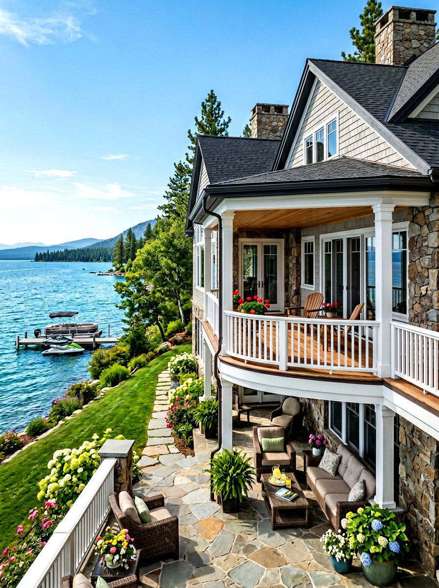 Two story porch - 30 lake house porch ideas