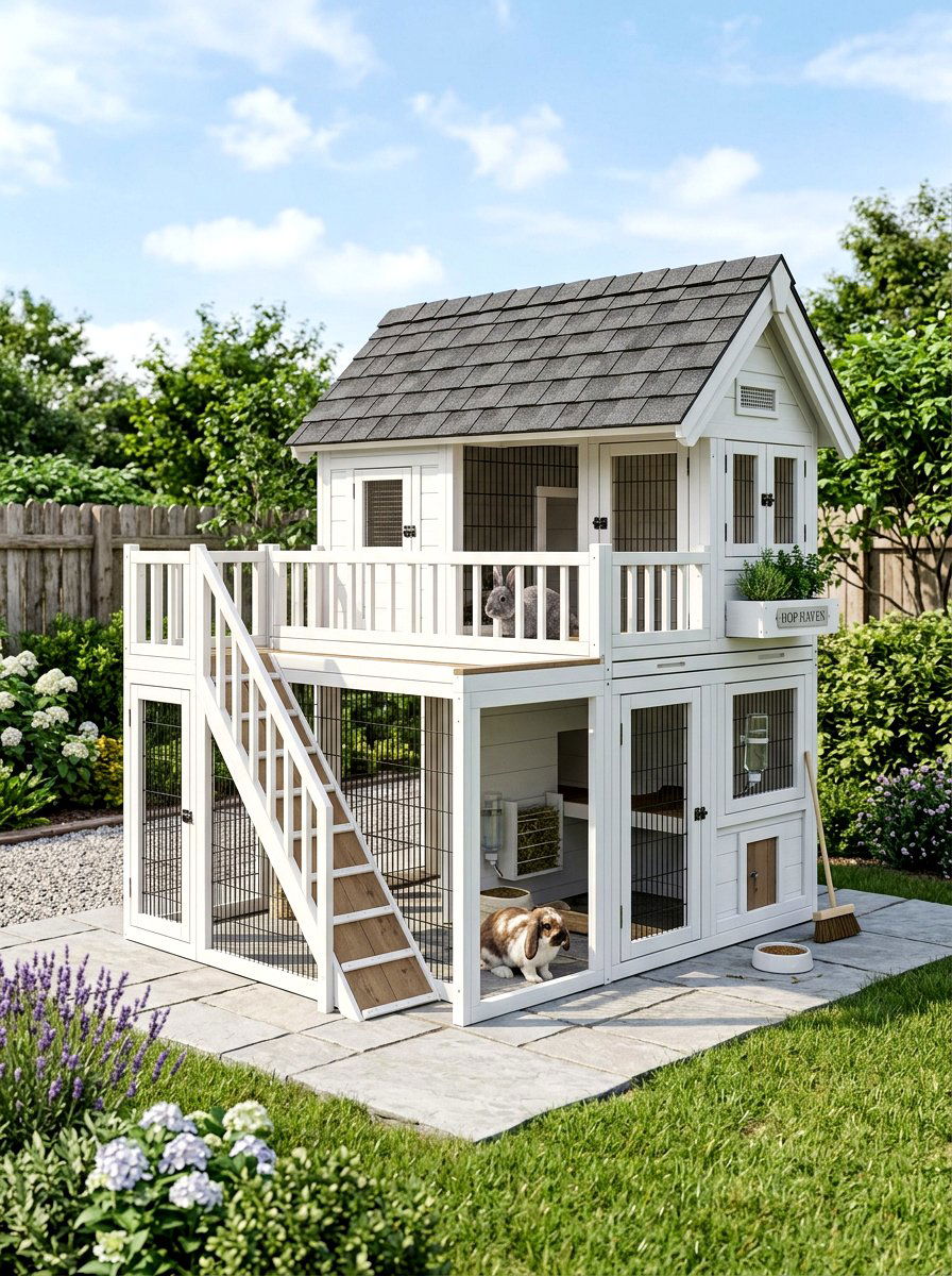 Two story rabbit house - 30 rabbit hutch garden ideas