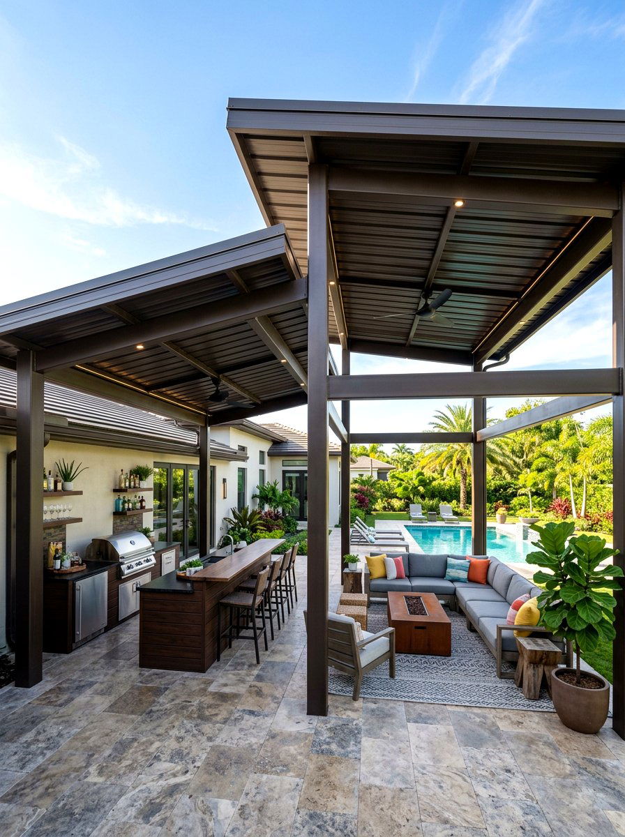 30 Metal Patio Cover Ideas for Shade, Safety, and Style