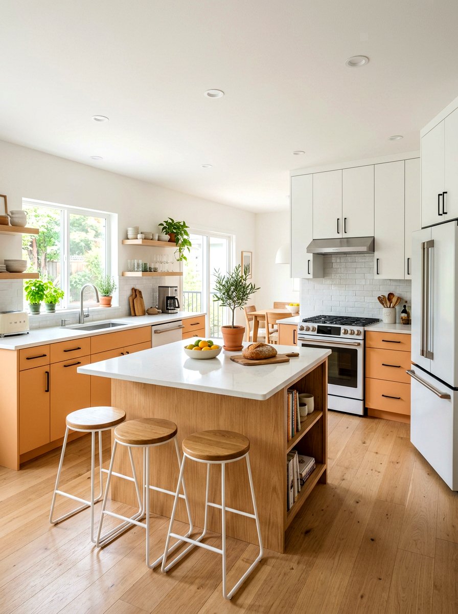 Two tone apricot kitchen - 30 apricot kitchen ideas