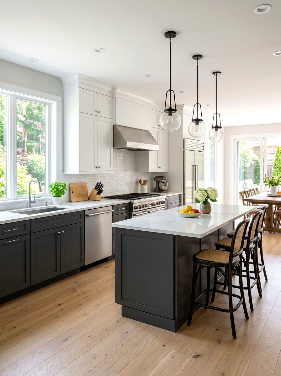 Two tone charcoal and white kitchen - 30 charcoal kitchen ideas