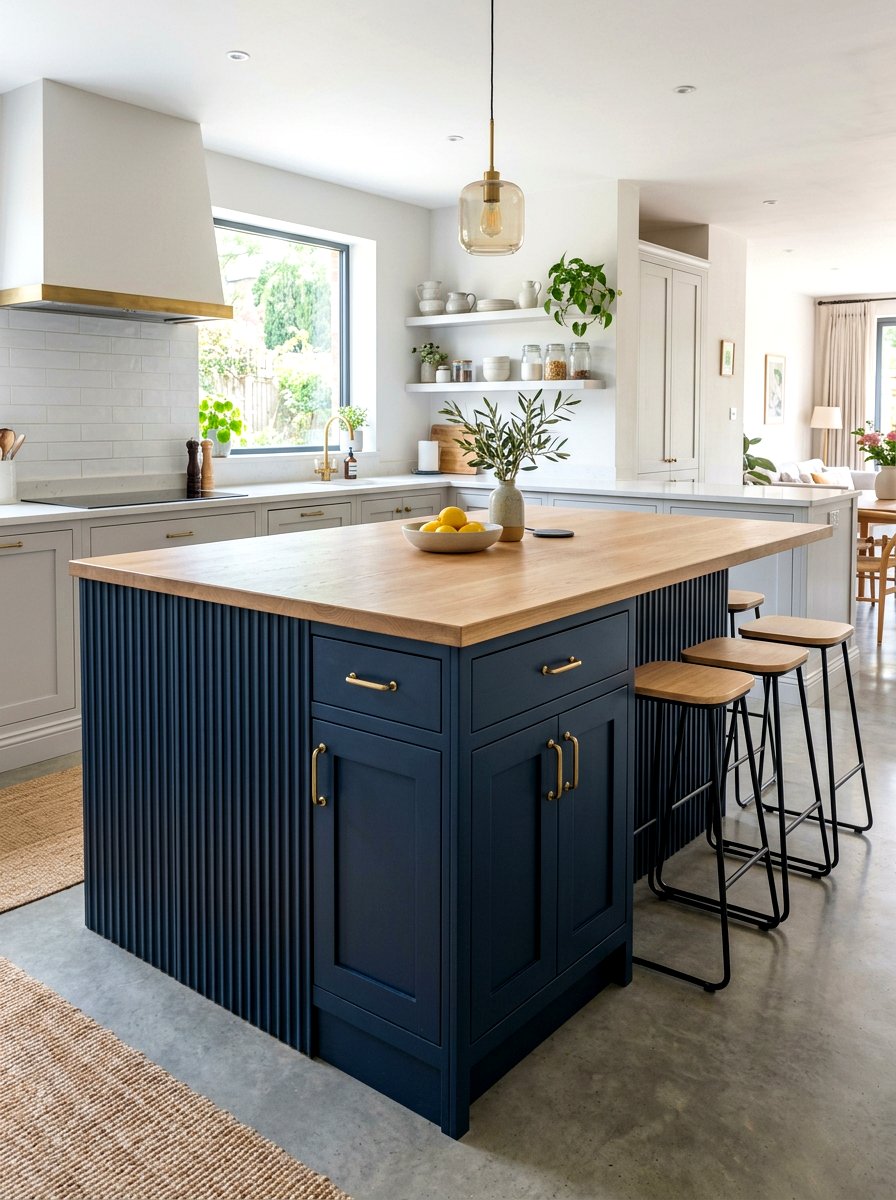 Two tone fluted kitchen island - 30 fluted kitchen island ideas