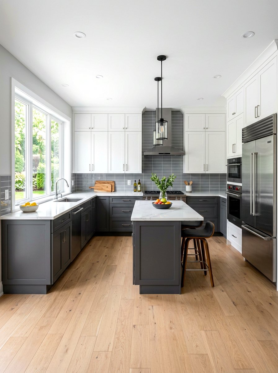 Two tone gray and white kitchen - 30 stone gray kitchen ideas