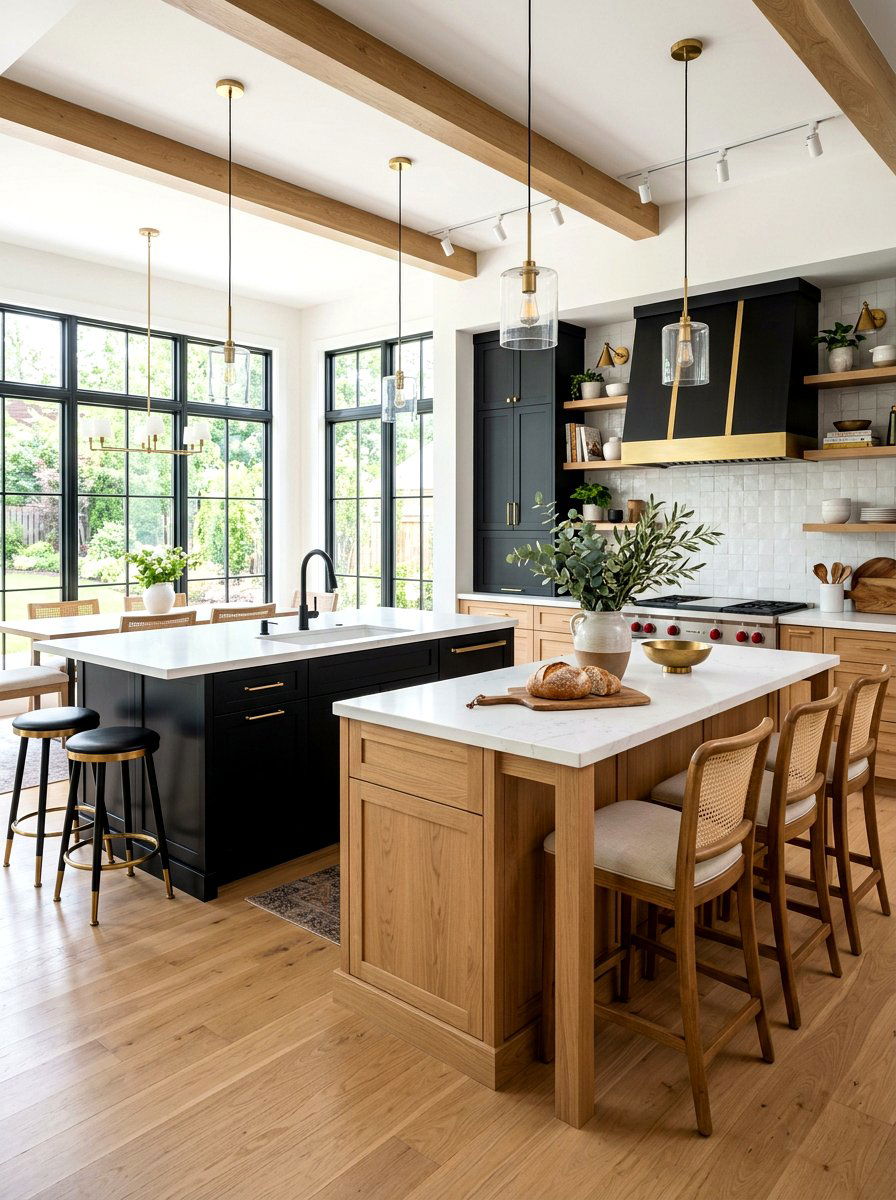 Two tone kitchen islands - 30 double island kitchen ideas