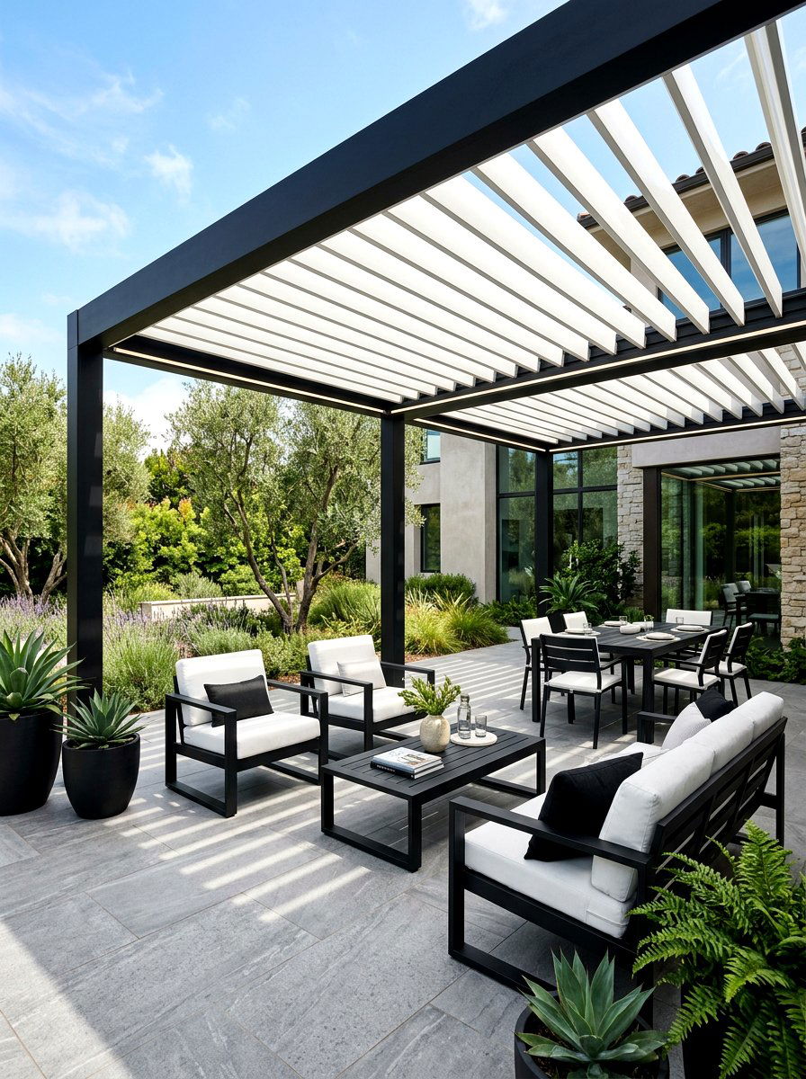 Two tone louvered pergola colors - 30 louvered pergola ideas