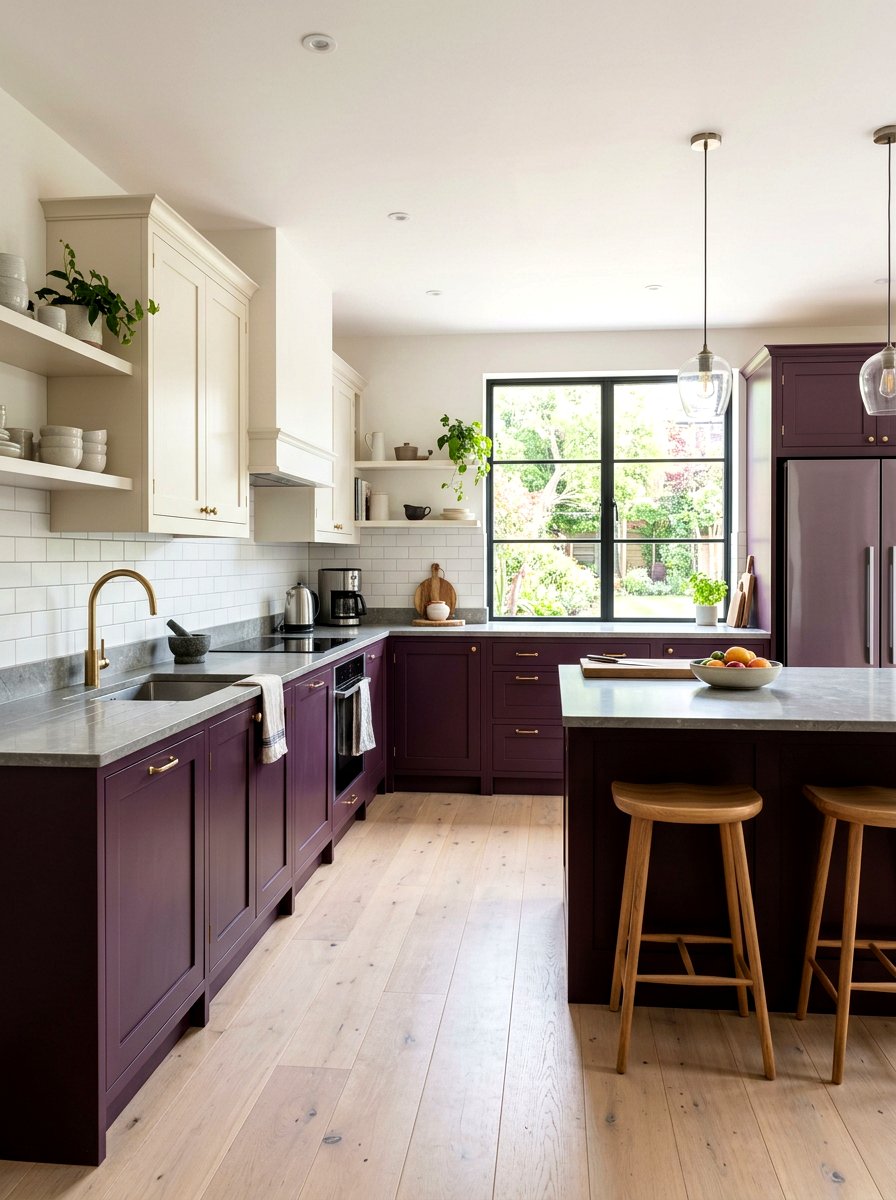 Two tone plum cabinets - 30 plum kitchen accents ideas