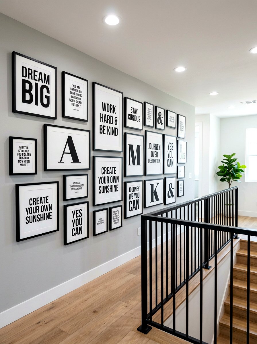 Typography Art Gallery Wall - 30 stair landing gallery ideas