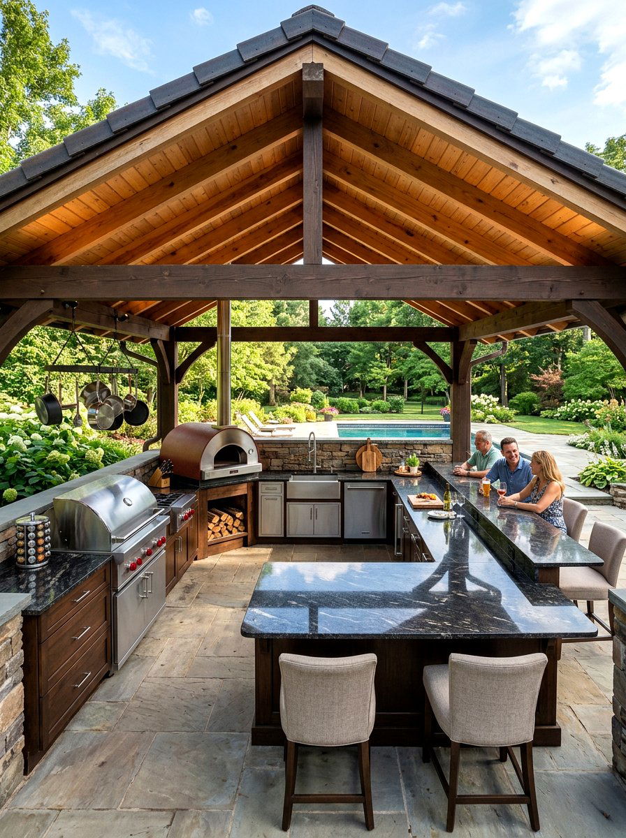 U Shaped Pavilion Kitchen - 30 outdoor pavilion kitchen ideas