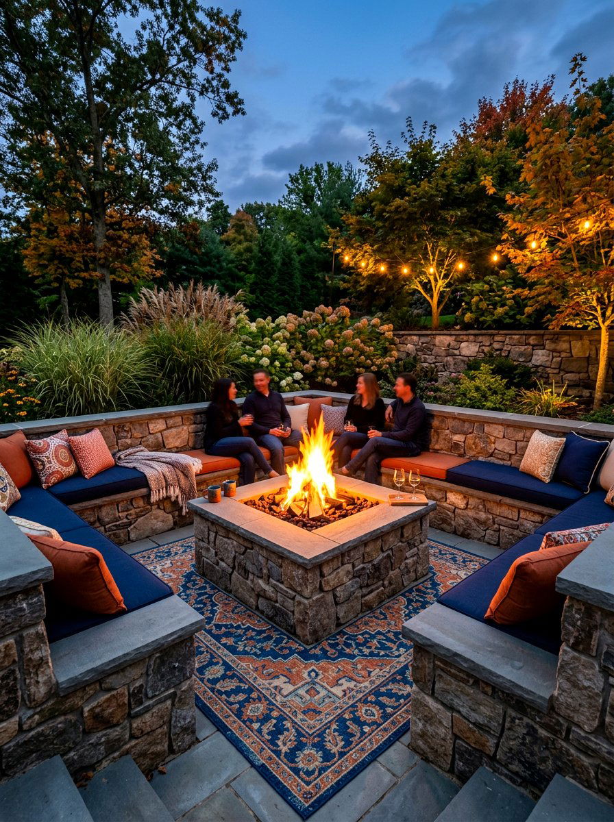 U Shaped Seat Wall Fire Pit - 30 seat wall fire pit ideas