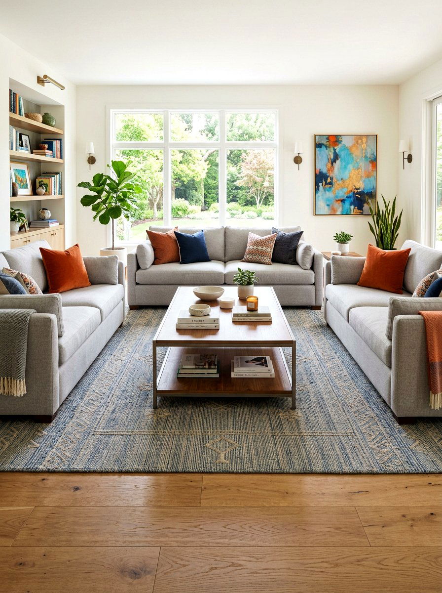 U Shaped Seating - 30 rectangle living room layout ideas