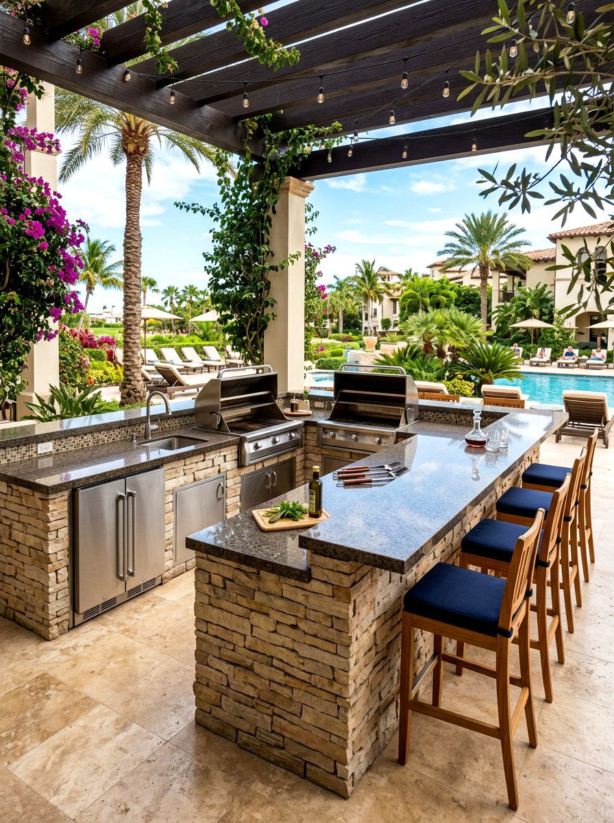 U shaped outdoor kitchen - 30 patio cooking area ideas