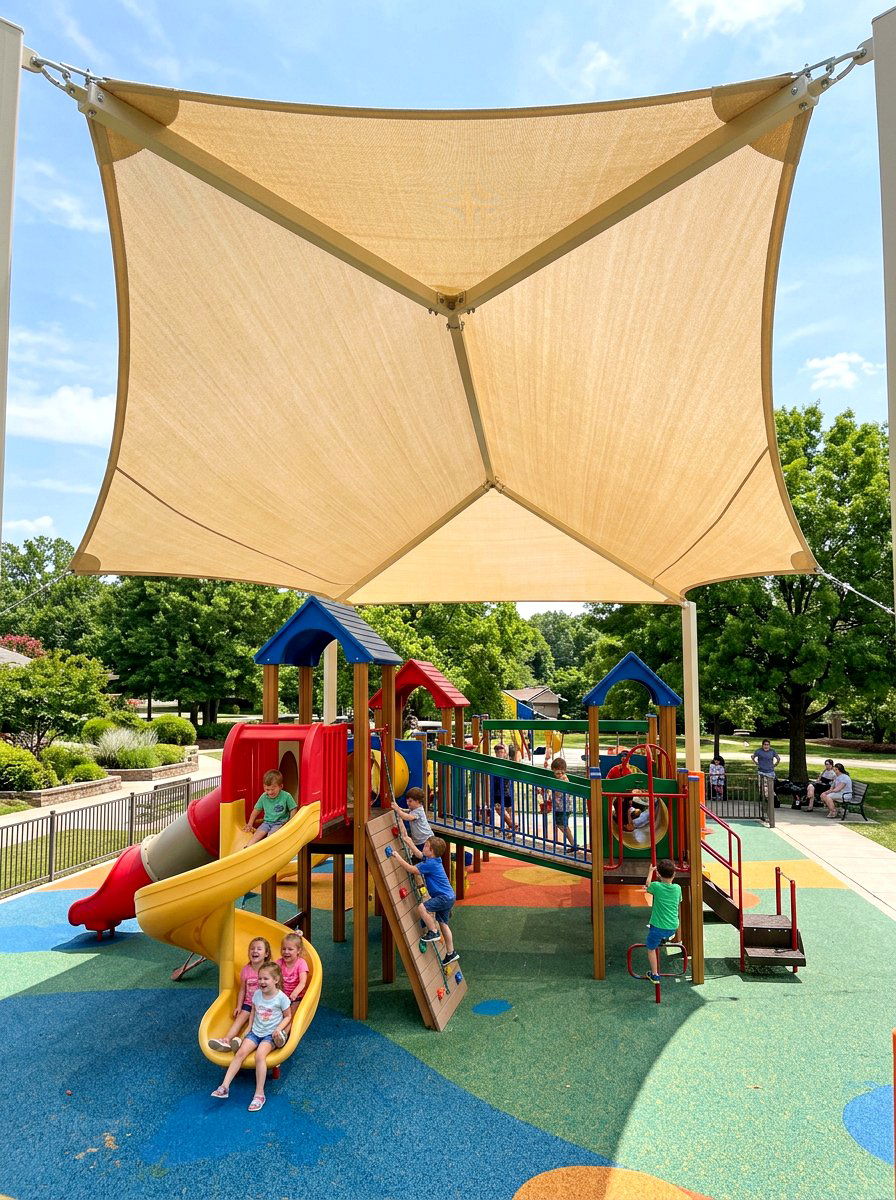 UV Resistant Mesh Canopy - 30 retractable pergola shade ideas