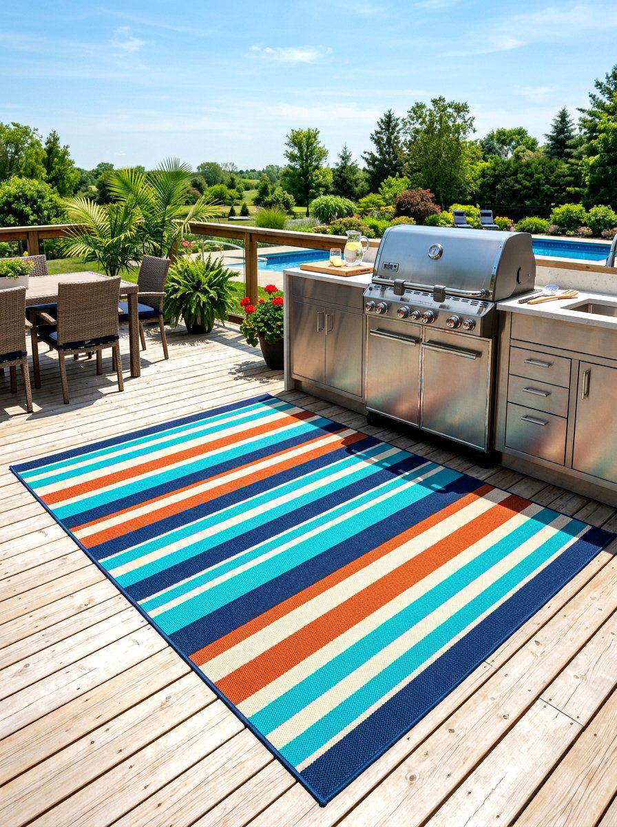UV resistant striped deck rug - 30 striped outdoor rug ideas