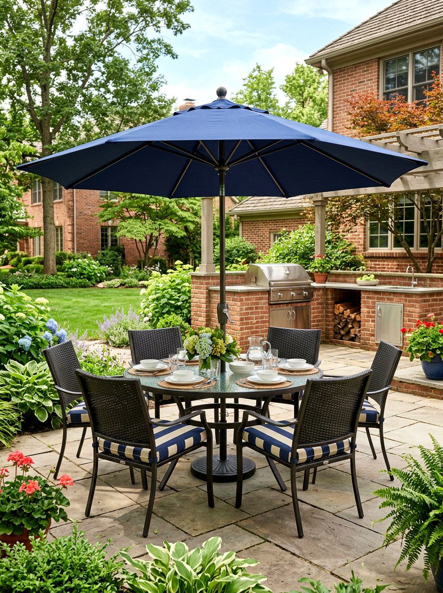Umbrella Dining Set - 30 backyard furniture ideas