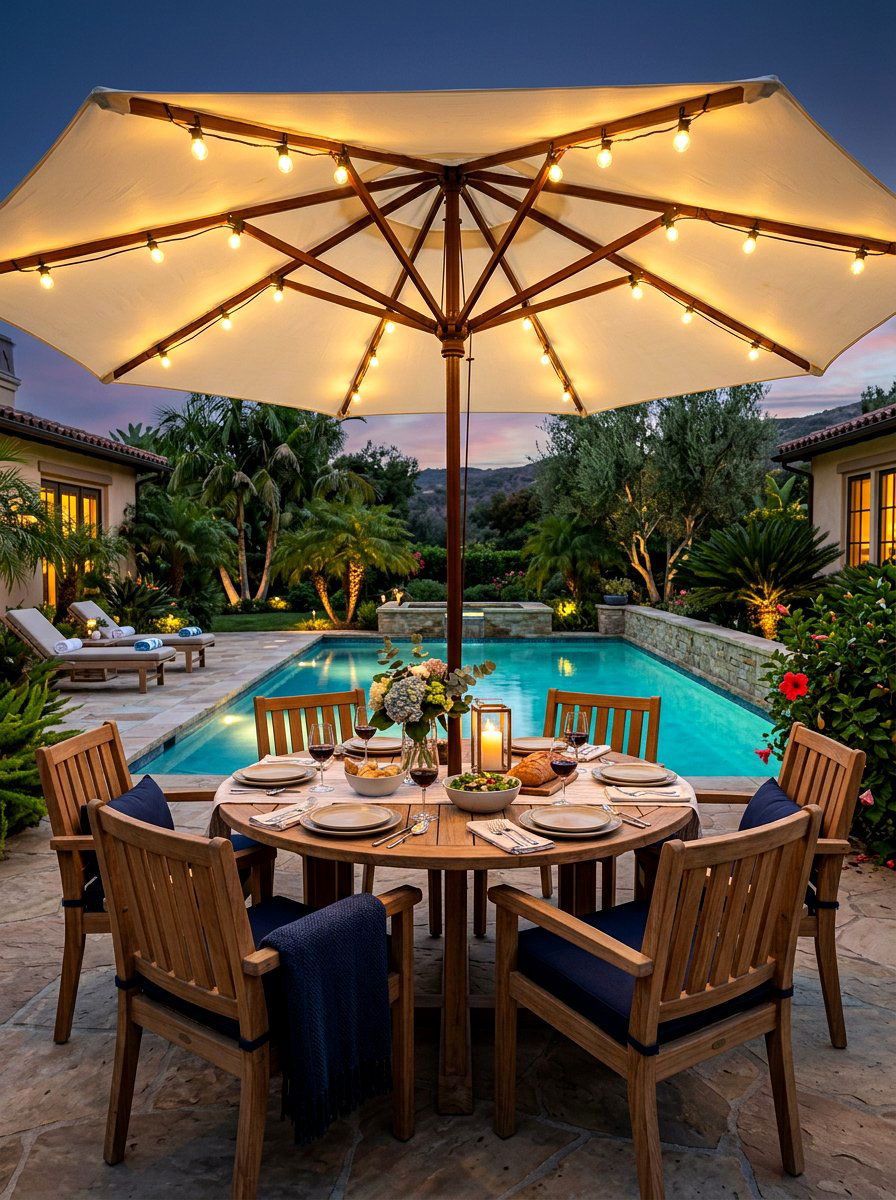 Umbrella Lights - 30 patio lighting ideas