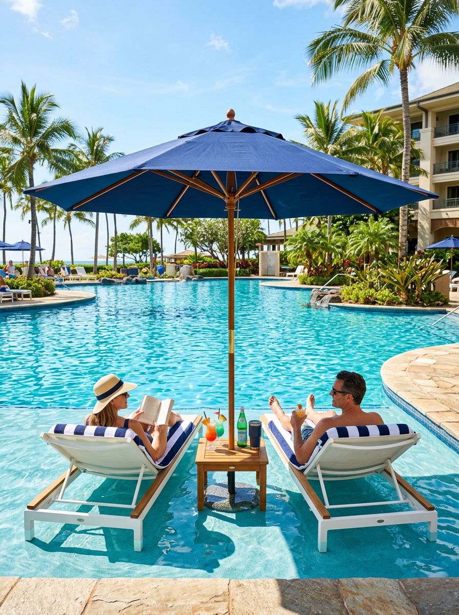 Umbrella Lounger Pool Shelf Layout - 30 pool ledge lounger ideas