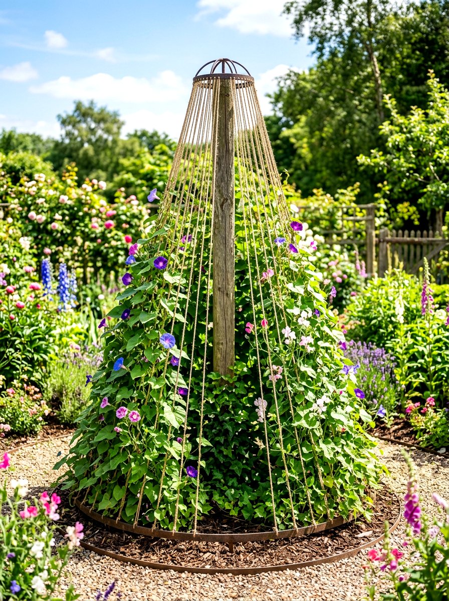 Umbrella Plant Support - 30 vegetable garden trellis ideas
