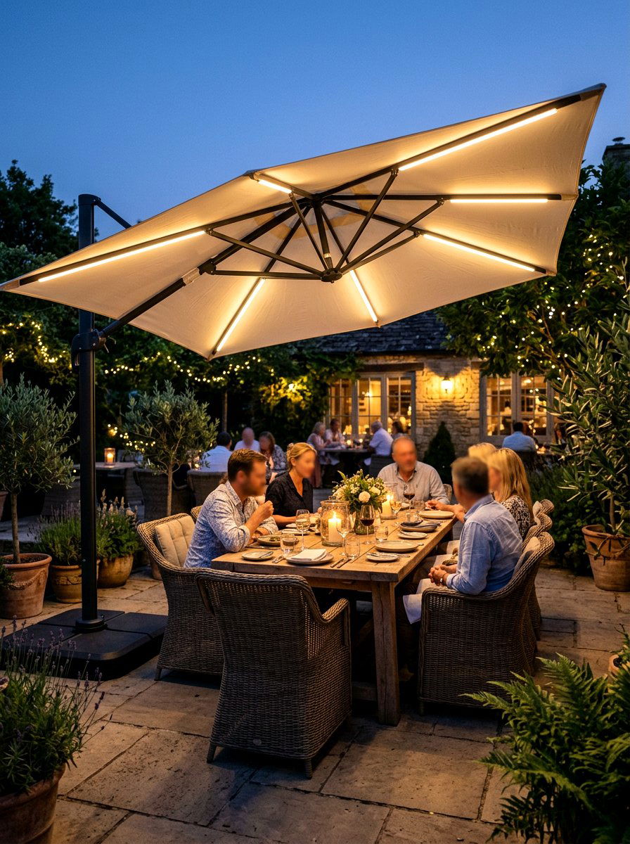 Umbrella Rib Lights - 30 no harsh light patio ideas